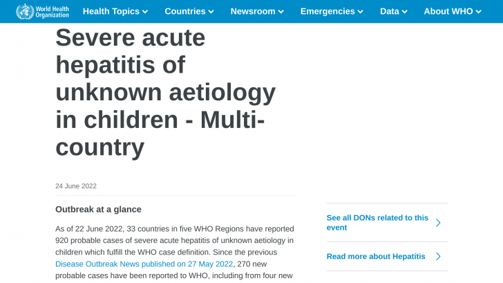 Article by the WHO about the hepatitis outbreak