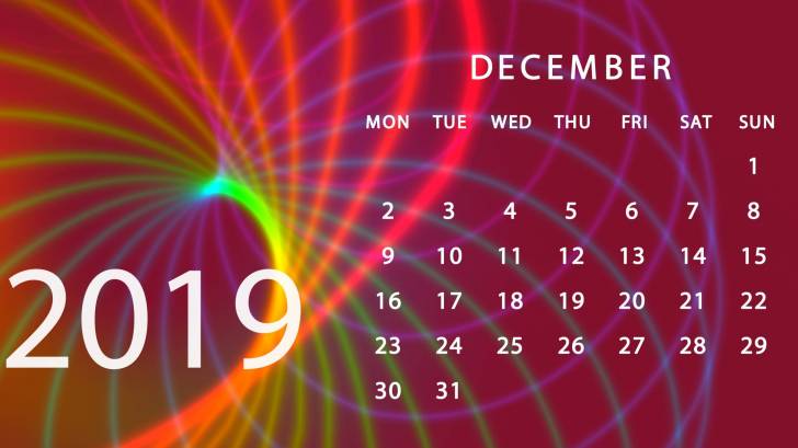 2019 december calendar