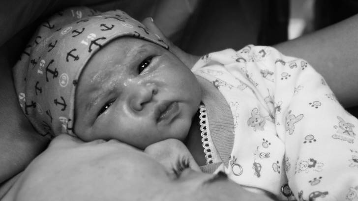 new born baby with mom