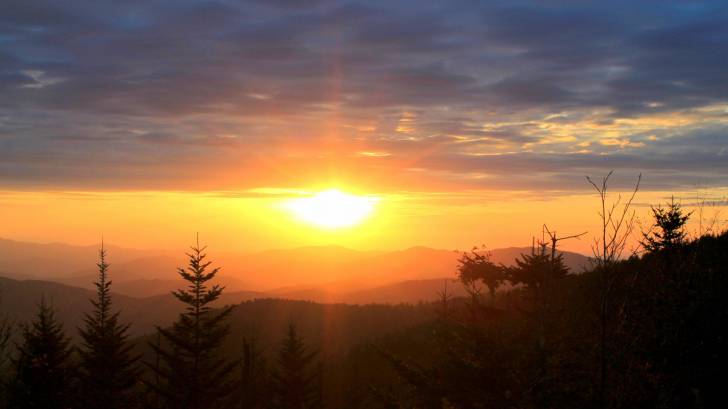 sunset over the rocky mountains
