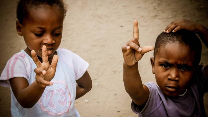2 young children in africa congo