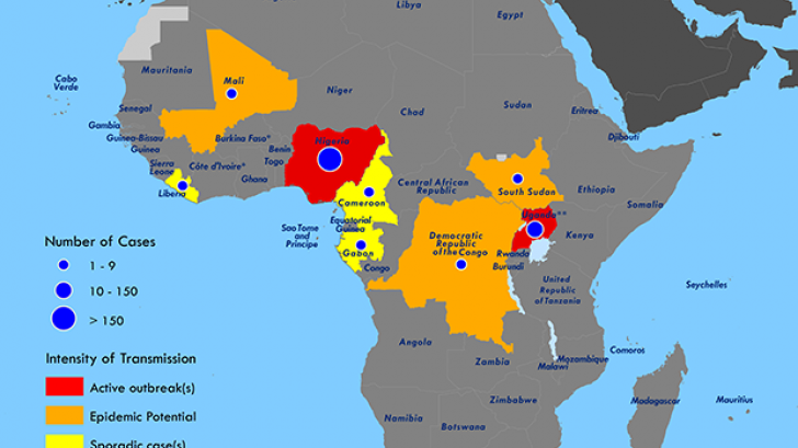 africa map of yellow fever