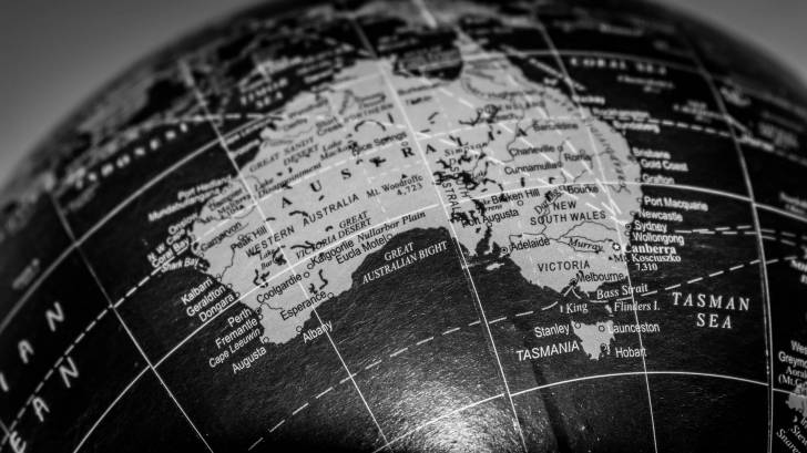 Australia map on globe