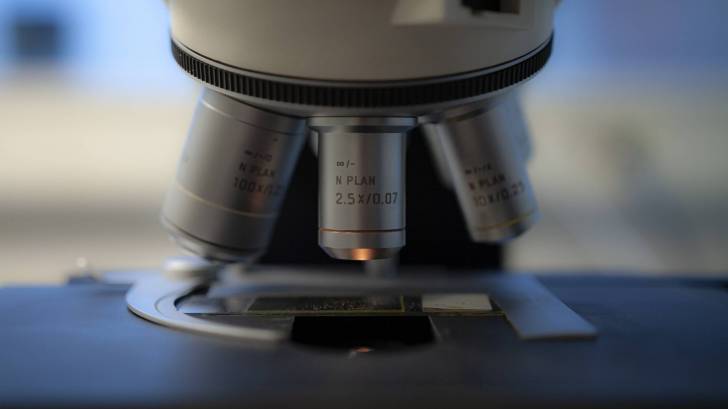 microspope in medical lab