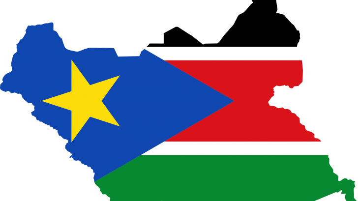 south sudan flag in the shape of the country