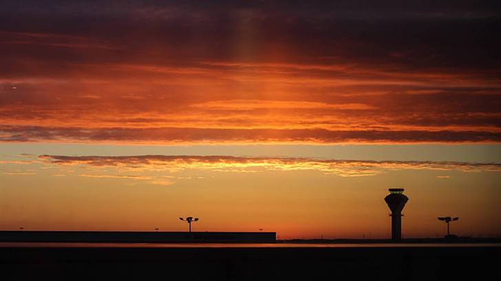 toronto's airport at sunset