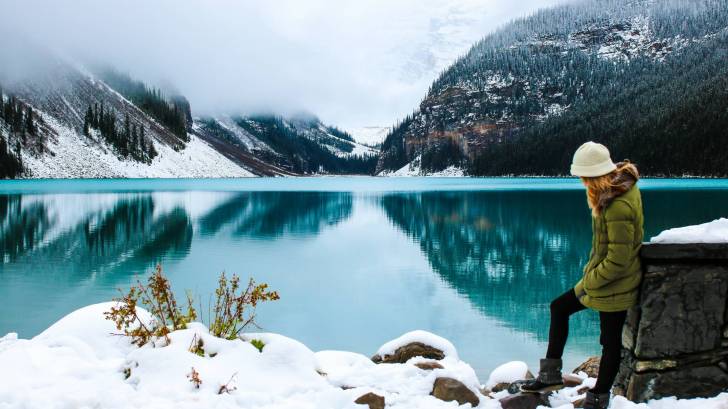 canada woman at lake