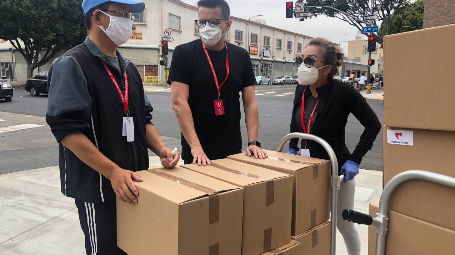 workers getting ready to begin survey in houston