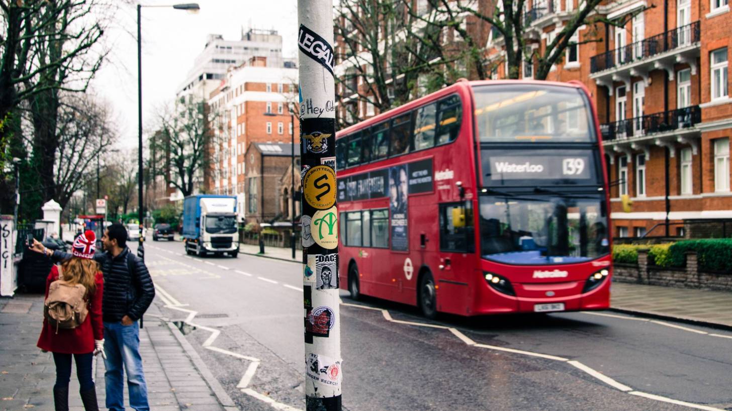 england double decker bus and people