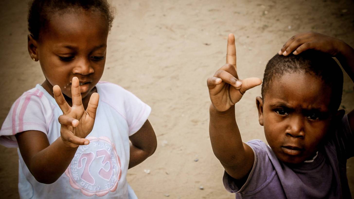 2 young children in africa congo