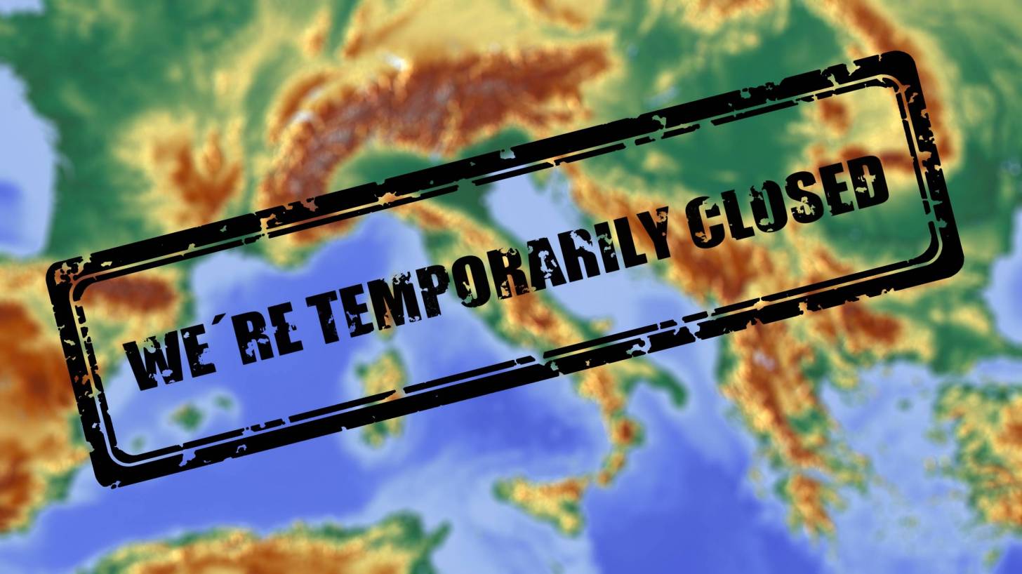 map of europe with the words temp closed stamped across