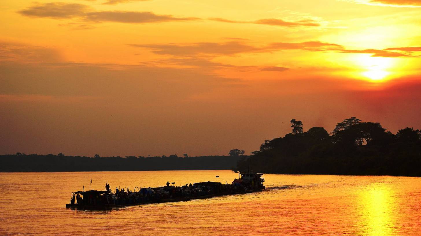DRC africa water at sunset