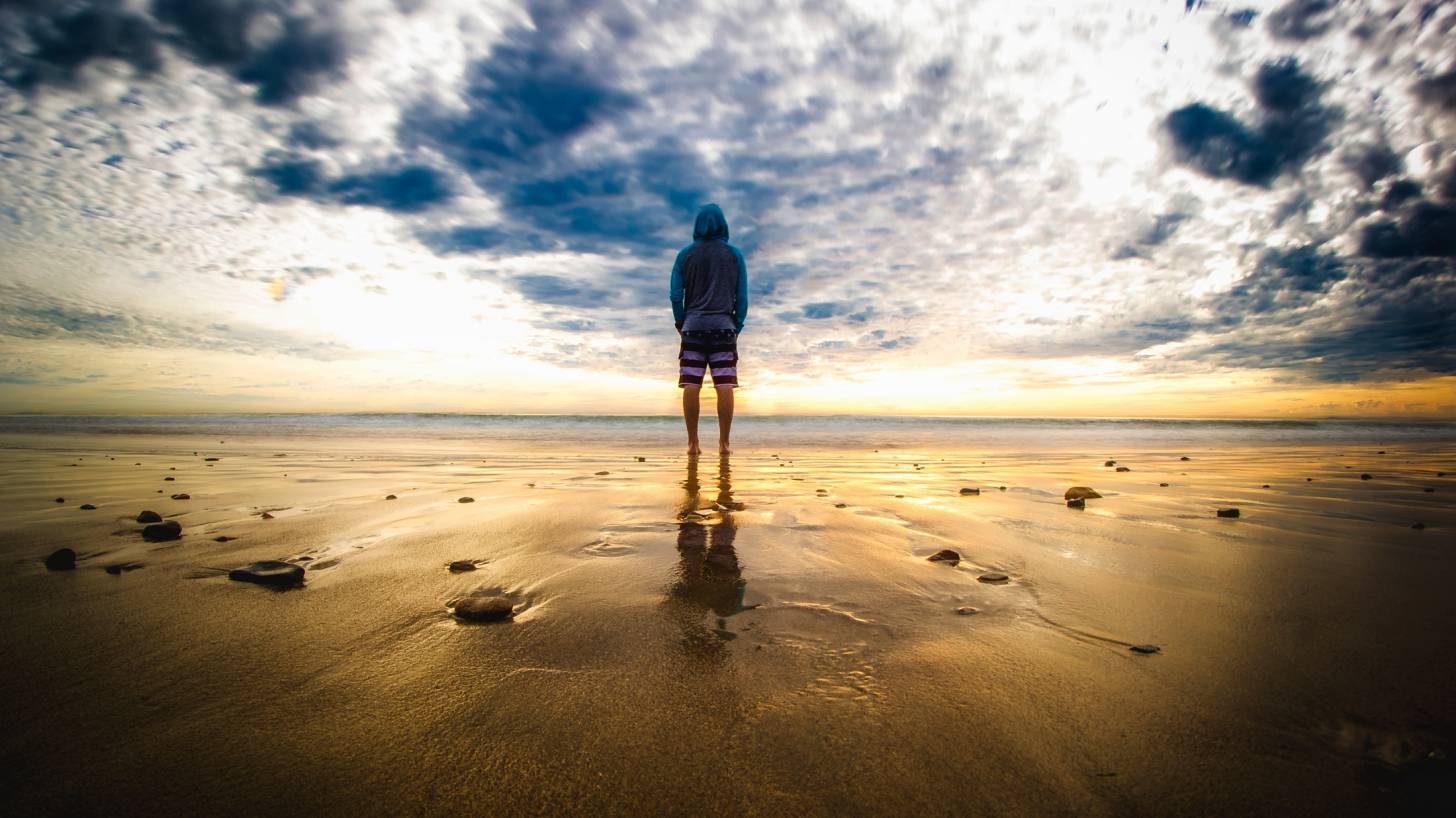 solitary person on malibu beach