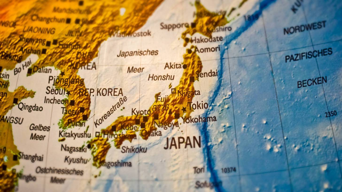 map showing south korea and japan