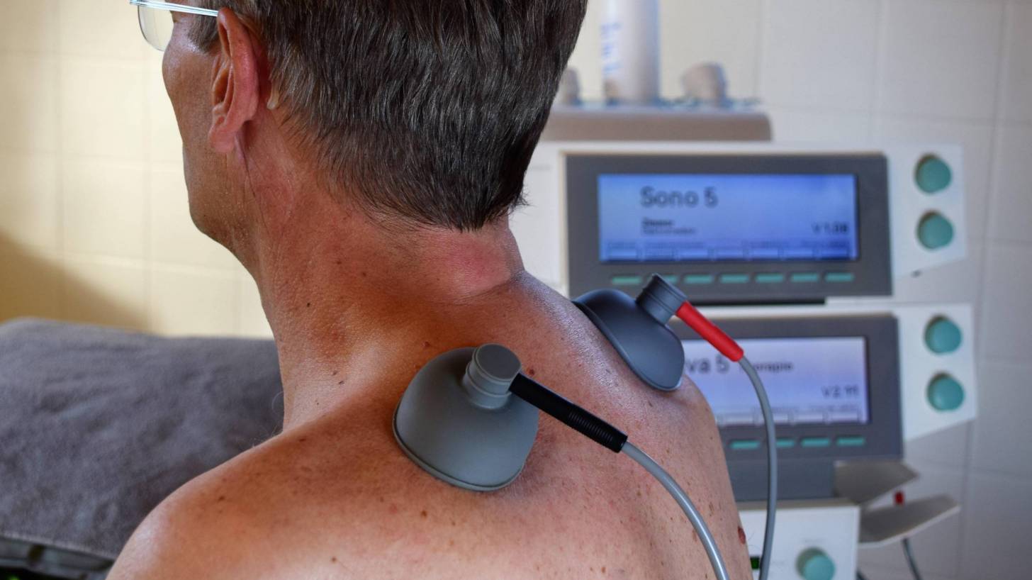 man receiving cancer treatment