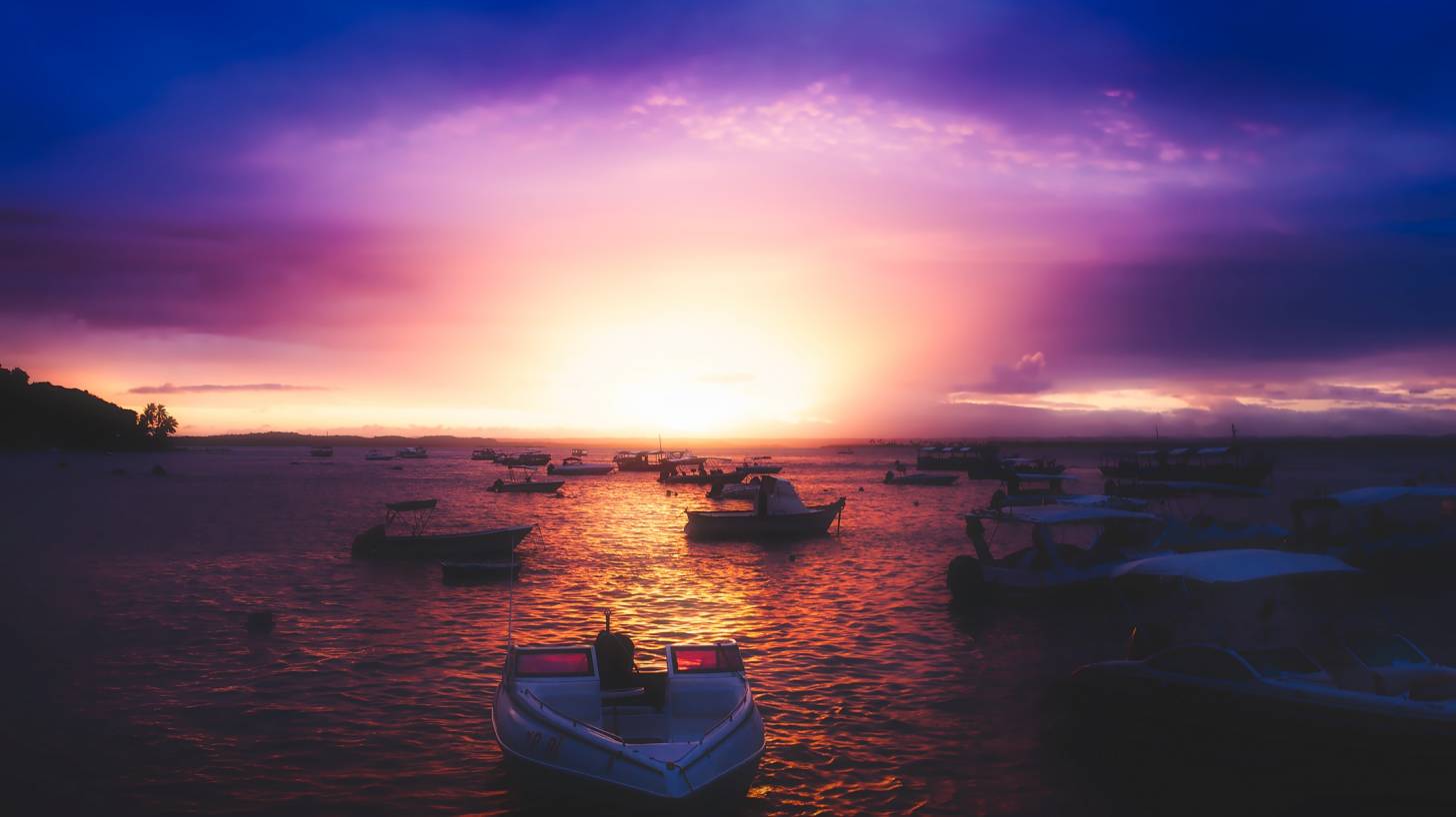 Brazillian beach with boats