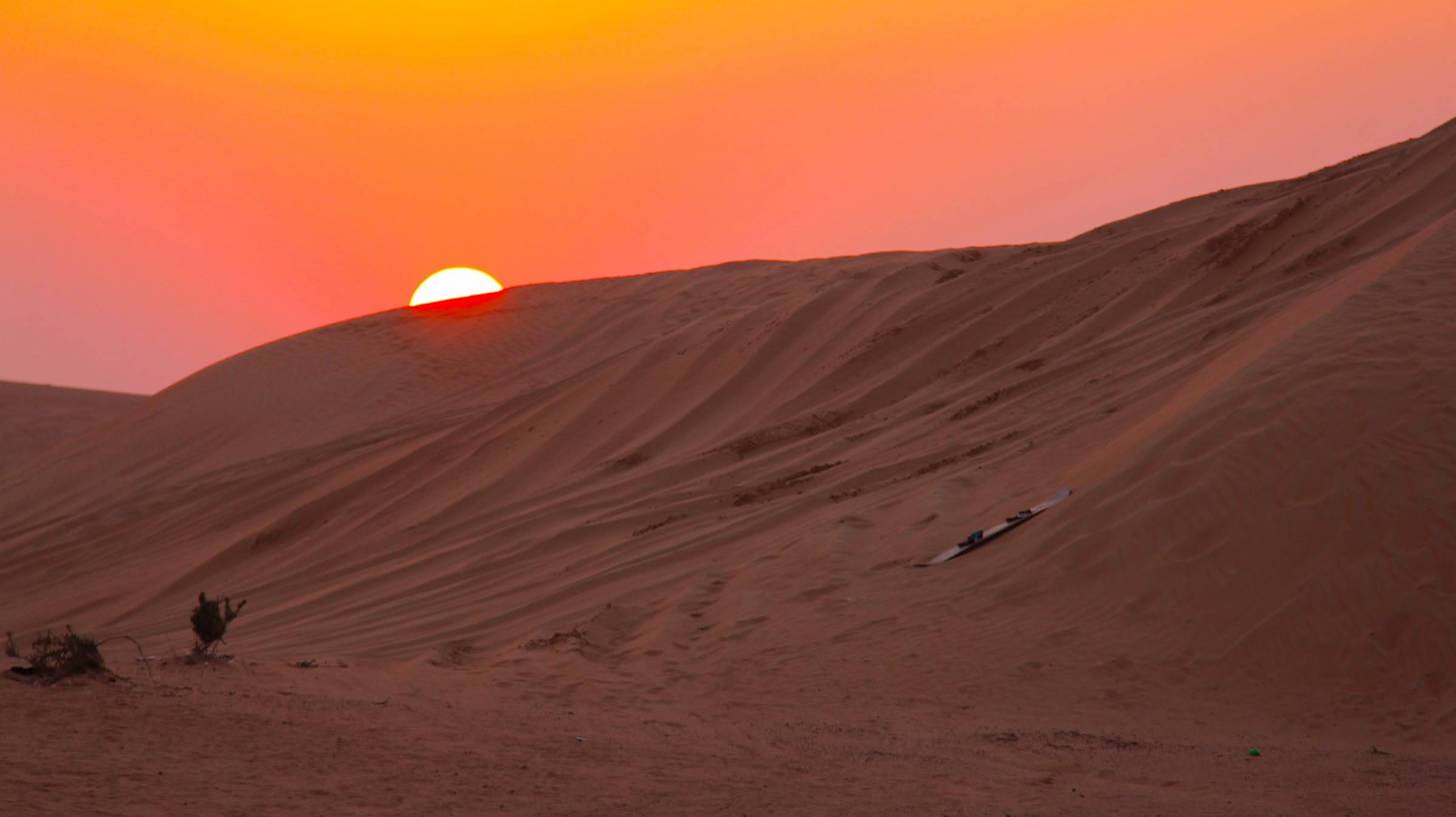 sunset over the dessert in yemen