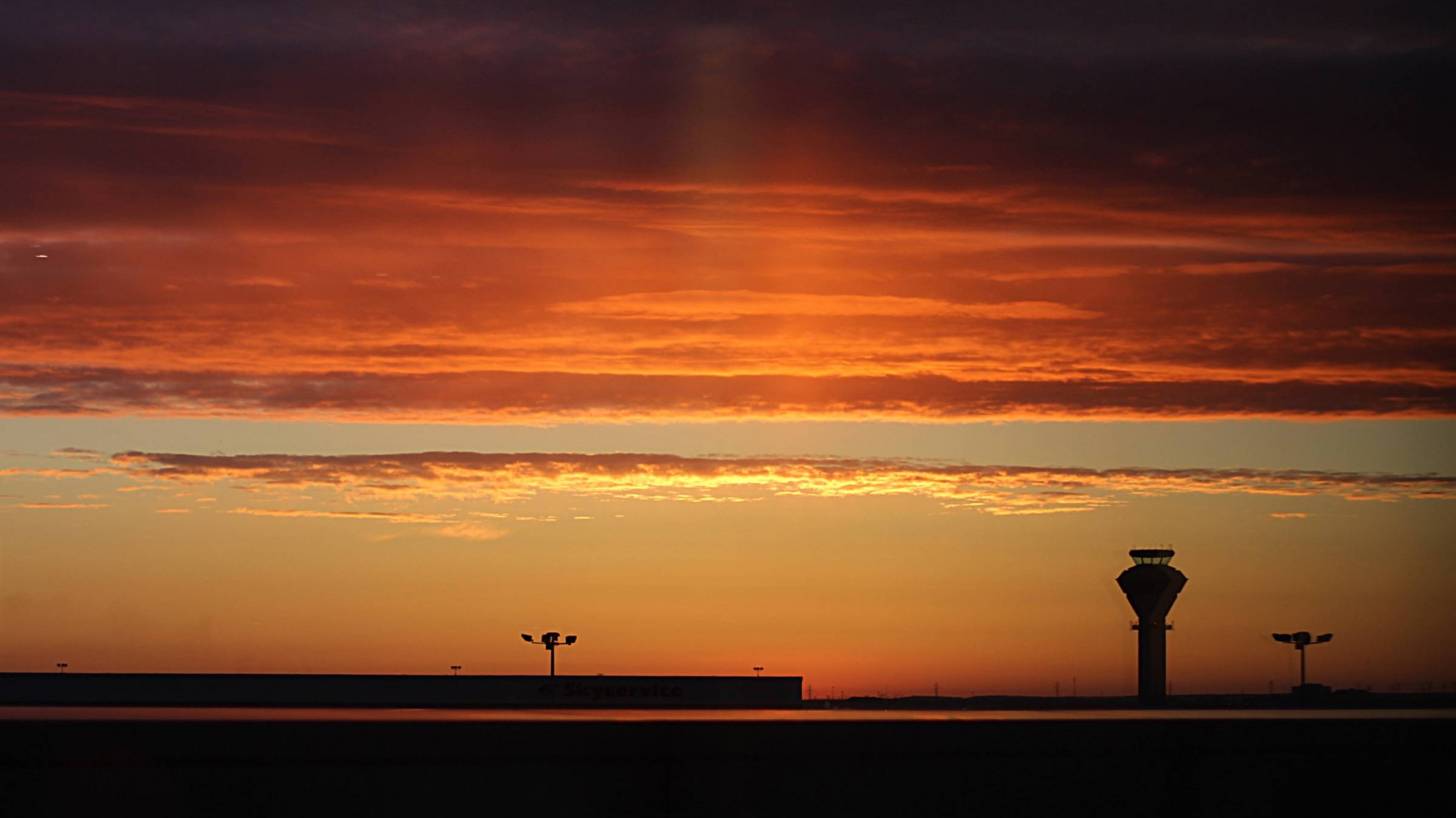toronto's airport at sunset