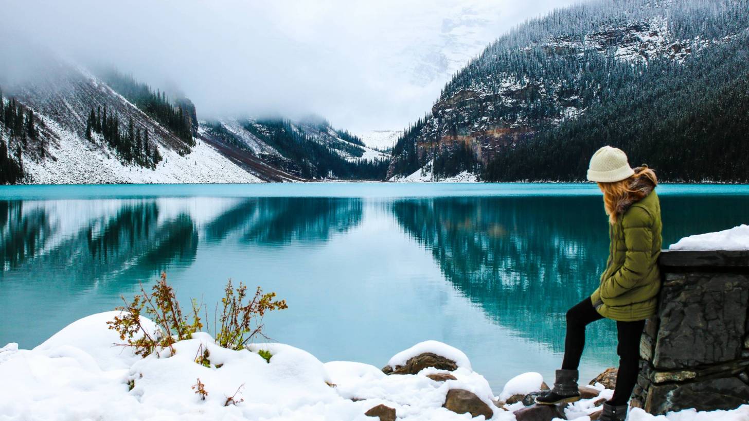 canada woman at lake