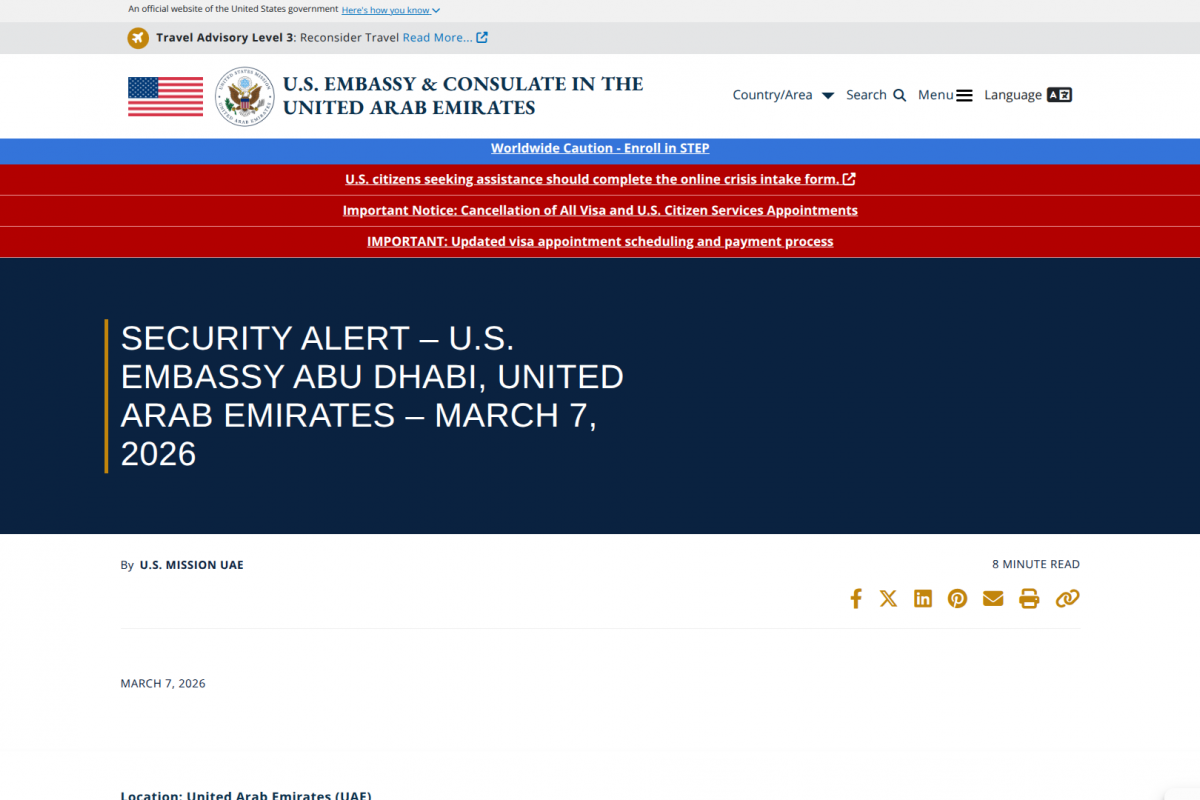 United Arab Emirates Security Alert Updated