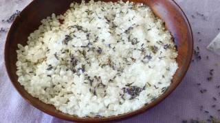 bowl of white bath salts