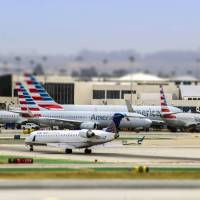 LAX airport with AA jets in the runways