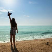 happy young girl on beach