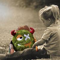 little girl with a sick stuffed animal