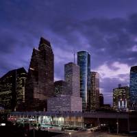 houston skyline at dusk