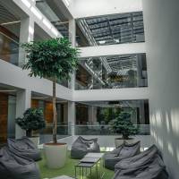 interior of building with trees