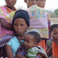 young mother and children in africa
