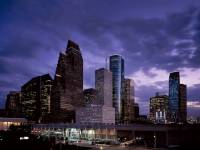 houston skyline at dusk